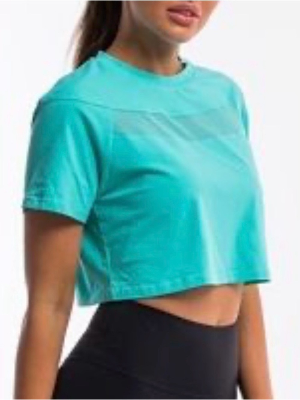 ECHT Women Teal Cropped Athletic Tee Cotton Size Small